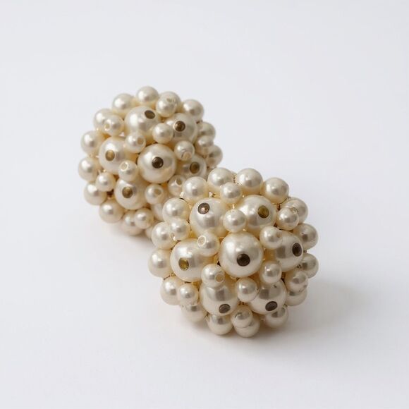 Vintage Napier Pearl Cluster Earrings Pierced Back - Picture 1 of 4